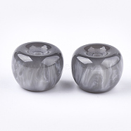 Resin Beads, Imitation Gemstone, Half Drilled, Apple, Light Grey, 21x15.5~16mm, Half Hole: 3.5mm(RESI-S377-16B)