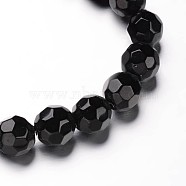 Faceted(32 Facets) Round Glass Bead Strands, Black, 8mm, Hole: 1mm, about 40pcs/strand, 11.8 inch(GLAA-M031-02-8mm)
