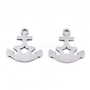 201 Stainless Steel Pendants, Laser Cut, Anchor, Stainless Steel Color, 15.5x15x0.9mm, Hole: 1.6mm(STAS-S081-051)