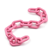 Handmade Acrylic Cable Chains, Oval, for Jewelry Making, Hot Pink, Link: 27x16.5x4mm, 39.37 inch(1m)/strand(X-AJEW-JB00711-05)