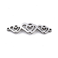 304 Stainless Steel Link Connectors, Laser Cut, Double Heart, Stainless Steel Color, 8x30x1.5mm, Hole: 1mm(STAS-T059-13P)
