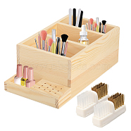 2Pcs Plastic & Brass Manicure Grinding Head Cleaning Brush, with 1Pc 12 Holes Rectangle Wooden Mini Nail Drill Machine Storage Box, for Electric Manicure Machine, Mixed Color, 2.25x4.5x1.4cm, 2pcs(MRMJ-GL0001-13)