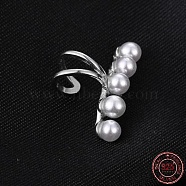 Rhodium Plated 925 Sterling Silver Pearl Clip-on Earrings, Platinum(EJEW-BB72156)