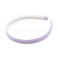 Plain Plastic Hair Band Findings, with Teeth, with Grosgrain, Lilac, 120mm, 10mm(OHAR-Q275-03G)