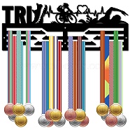 Iron Medal Holder, Medals Display Hanger Rack, Medal Holder Frame, with Screws, Rectangle, Triathlon, Sports, 150x400mm, Hole: 5mm(AJEW-WH0420-003)