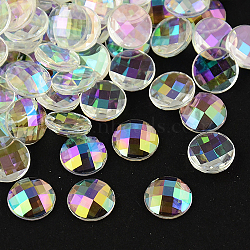 Taiwan Acrylic Rhinestone Cabochons, Flat Back and Faceted, Half Round/Dome, Colorful, 8x2.5mm(ACRT-M005-8mm-15)