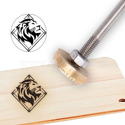 Stamping Embossing Soldering Brass with Stamp, for Cake/Wood, Lion Pattern, 30mm(AJEW-WH0113-15H)