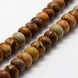 Natural Picture Jasper Bead Strands, Rondelle, 8x5mm, Hole: 1mm, about 73pcs/strand, 15.3 inch(39cm)(G-G668-09-5x8mm)