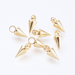 304 Stainless Steel Pendants, Spike/Cone, Golden, 7.5x3mm, Hole: 1.8~2mm(STAS-G214-47G-04)