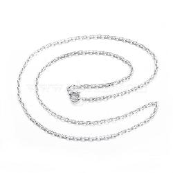 304 Stainless Steel Cable Chain Necklaces, with Lobster Claw Clasps, Silver Color Plated, 15.7 inch(40cm)(NJEW-P162-12S)