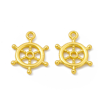 Rack Plating Alloy Pendants, Cadmium Free & Lead Free & Nickle Free, Helm Charms, Matte Gold Color, 20x15x1.5mm, Hole: 1.8mm