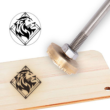 Stamping Embossing Soldering Brass with Stamp, for Cake/Wood, Lion Pattern, 30mm
