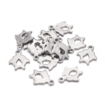 201 Stainless Steel Charms, Laser Cut, Double Dolphin, Stainless Steel Color, 12.5x10x0.9mm, Hole: 1.4mm
