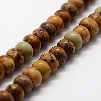 Natural Picture Jasper Bead Strands, Rondelle, 8x5mm, Hole: 1mm, about 73pcs/strand, 15.3 inch(39cm)