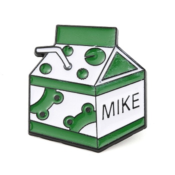 Milk Carton Enamel Pins, Electrophoresis Black Plated Alloy Badge for Backpack Clothes, Frog, 30.5x27.5x1.5mm