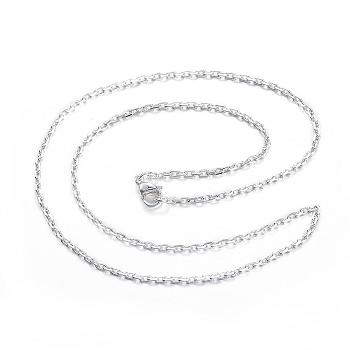 304 Stainless Steel Cable Chain Necklaces, with Lobster Claw Clasps, Silver Color Plated, 15.7 inch(40cm)