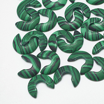 Synthetic Malachite Cabochons, Arched Shape, Green, 9x11x2mm