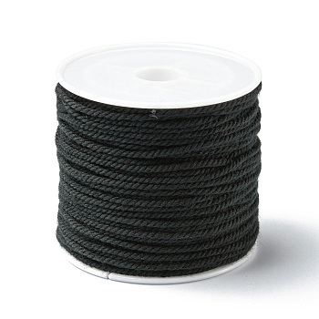 Cotton Braid Thread, with Spool, Round, Black, 1.2mm, about 21.87 Yards(20m)/Roll