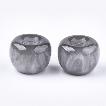 Resin Beads, Imitation Gemstone, Half Drilled, Apple, Light Grey, 21x15.5~16mm, Half Hole: 3.5mm