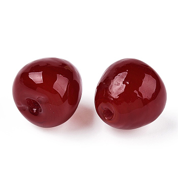 Handmade Lampwork Beads, Cherry, Dark Red, 15x16mm, Hole: 2mm