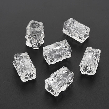 Transparent Crackle Acrylic European Beads, Large Hole Beads, Cuboid, Clear, 19x12x13mm, Hole: 7mm, about 290pcs/500g