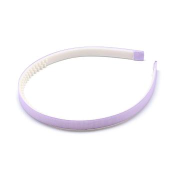 Plain Plastic Hair Band Findings, with Teeth, with Grosgrain, Lilac, 120mm, 10mm