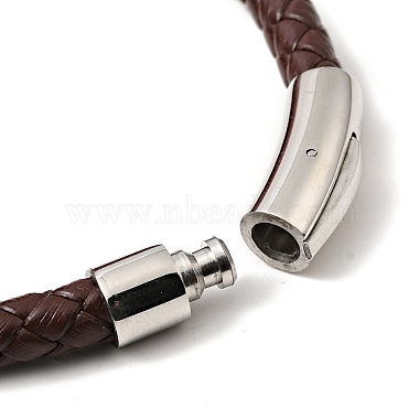 Leather Braided Cord Bracelet with 304 Stainless Steel Clasp for Men Women(BJEW-C021-09)-5