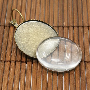 Couvercle transparent transparent 25mm bombé cabochon de verre pour création du laiton photo dormeuses boucle d'oreille (KK-X0013-NF)-4