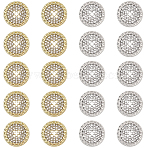 20Pcs 2 Colors Alloy Buttons, with Rhinestone, Flat Round, Platinum & Golden, 15x2.5mm, Hole: 1.2mm, 10pcs/color(BUTT-GF0004-09)