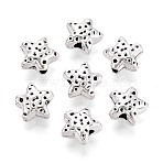 Textured Tibetan Style Alloy Beads, Star, Antique Silver, 8.5x9x4.5mm, Hole: 1.7mm, about 555pcs/500g(PALLOY-N187-10AS)
