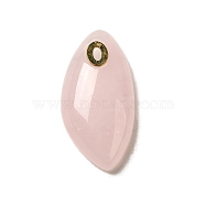 Natural Rose Quartz Pendants, with Golden Plated 304 Stainless Steel Findings, Horse Eye Charms, 25x12.5~13x5.5mm, Hole: 2x1mm(G-K355-01G-05)