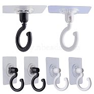 6Pcs 2 Colors Rotatable Self Adhesive Plastic Hook Hangers, Square, Ceiling or Wall Mount No Punch Hooks, for Kitchen, Bathroom, Mixed Color, 109x75x27mm, 3pcs/color(AJEW-GF0007-27)