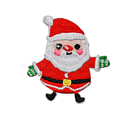 Christmas Themed Computerized Embroidery Cloth Self Adhesive Patches, Stick On Patch, Costume Accessories, Appliques, Santa Claus, 54x50mm(XMAS-PW0001-096C)