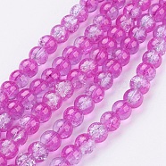 Crackle Glass Beads Strands, Round, Magenta, 6mm, Hole: 1.3~1.6mm, about 133pcs/strand, 31.4 inch(X-CCG-Q002-6mm-09)