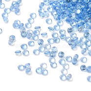 Cubic Zirconia Cabochons, Faceted Diamond, Sky Blue, 1x1mm(ZIRC-K090-1mm-01K)