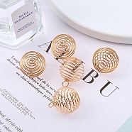 Carbon Steel Spiral Bead Cage Pendants, Hollow Spring Ball Charms, Light Gold, 30x25mm(PW-WG85729-03)