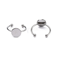 Stainless Steel Open Cuff Finger Ring Finding, Pad Ring Settings, Stainless Steel Color, Tray: 10mm, US Size 7 3/4(17.9mm), 1.5~3mm(FIND-WH0110-025B-P)
