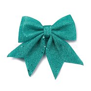 Glitter Cloth Bowknot Pendant Decoration, for Christmas Tree Gift Box Hanging Ornaments, Medium Turquoise, 165~180x160~175x19~20mm(DIY-I112-01D)