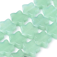 Natural White Jade Beads Strands, Dyed, Star, Light Green, 12x12x4~5mm, Hole: 1mm, about 20pcs/strand, 8.26 inch(G-R451-08F)