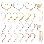 CHGCRAFT 36Pcs 3 Colors Alloy Ear Cuff Findings, Climber Wrap Around Non Piercing Earring Findings with Horizontal Loops, Mixed Color, 57.5x38.5x3.5mm, Hole: 2.5mm, 12pcs/color(FIND-CA0005-23)