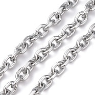 Oval Oxidation Aluminum Cable Chains, Unwelded, Platinum, Link: 14x11x3mm, about 10 yards/roll(CHA-K003-01P)