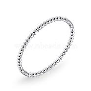 304 Stainless Steel Round Beaded Hinged Bangle, Stainless Steel Color, Inner Diameter: 1-7/8~2-1/4 inch(4.85~5.8cm)(JB758A)