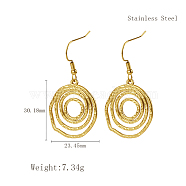 Stylish Stainless Steel Spiral Pendant Dangle Earrings for Daily Wear, Multiple Options, Golden, Flat Round, 30.18x23.45mm(NP0587-5)