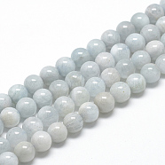 Natural Aquamarine Beads Strands, Grade AB, Round, 10mm, Hole: 1mm, about 40pcs/strand, 15.7 inch(G-R446-10mm-04)