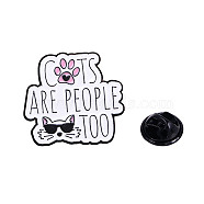 Word & Cat Alloy Enamel Pin Brooch, for Backpack Clothes, Glasses, 28x30x1.5mm(JEWB-E035-03EB-04)