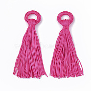Polyester Tassel Big Pendant Decorations, Deep Pink, 98~110x24~26x10~15mm, Hole: 14mm(FIND-S274-15)