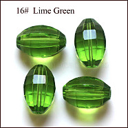 Imitation Austrian Crystal Beads, Grade AAA, Faceted, Oval, Lime Green, 10x13mm, Hole: 0.9~1mm(SWAR-F056-13x10mm-16)