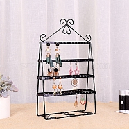 4-Tier Iron Earring Display Stands, Rectangle Jewelry Earring Organizer Holder, Black, 20.5x7x32cm(PW-WG33452-01)