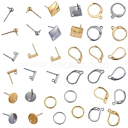 304 Stainless Steel 32Pcs 8 Style Stud & 24Pcs 6 Style Leverback Earring Findings, with 24Pcs Ear Nut and 120Pcs Iron Jump Rings, Golden & Stainless Steel Color, 10~16.5x2~13.5x1~4mm, Hole: 1.2~1.8mm, Pin: 0.8mm, 4Pcs/style(FIND-SZ0002-10)