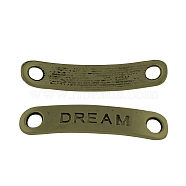 Rectangle Carved Affirmative Word Dream Tibetan Style Alloy Message Links connectors for Bracelet Making, Cadmium Free & Nickel Free & Lead Free, Antique Bronze, 38x8x1.5mm, Hole: 3.5mm(TIBE-S233-AB-FF)